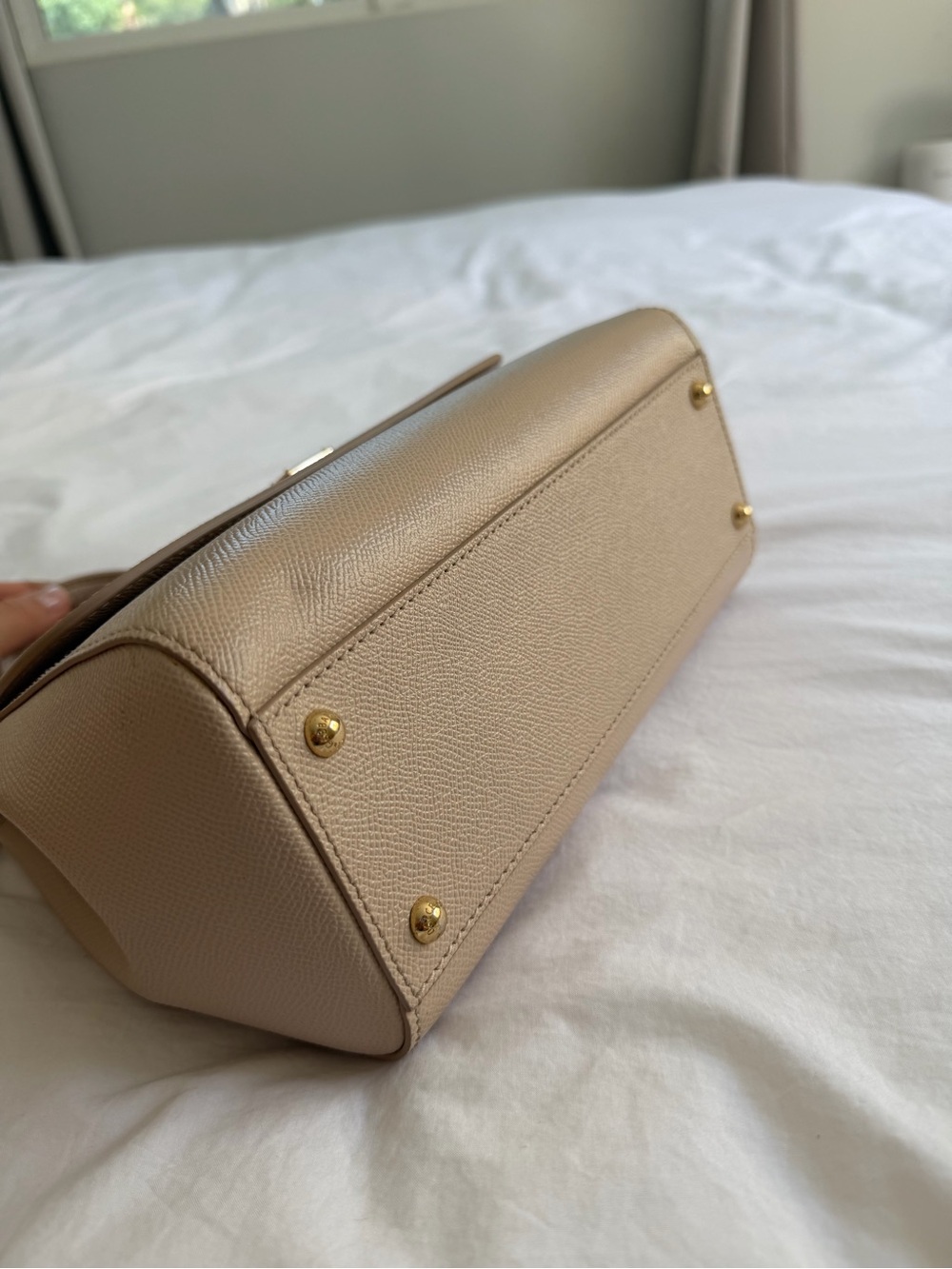 Dolce & Gabbana Taupe Leather Top-Handle Bag with Gold Hardware - Picture 4 of 7